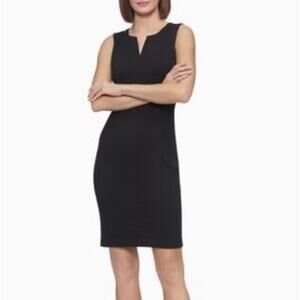 Calvin Klein Black Midi Sheath Pencil Elegant Office Cocktail Dress Size Large